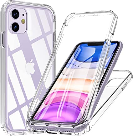 Capa para iPhone 11, 360 graus anti-choque proteção capa iPhone 11 6,1" capas iPhone 11 com protetor de câmara anti-impactos Bumper iPhone 11 Apple Case (transparente)