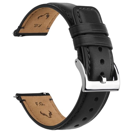 Fullmosa Pulseira de relógio 22 mm 20 mm 18 mm, correia de couro de libertação rápida, correia de substituição para homens / mulheres, correia de relógio para Samsung Galaxy Watch/Huawei Smart Watch