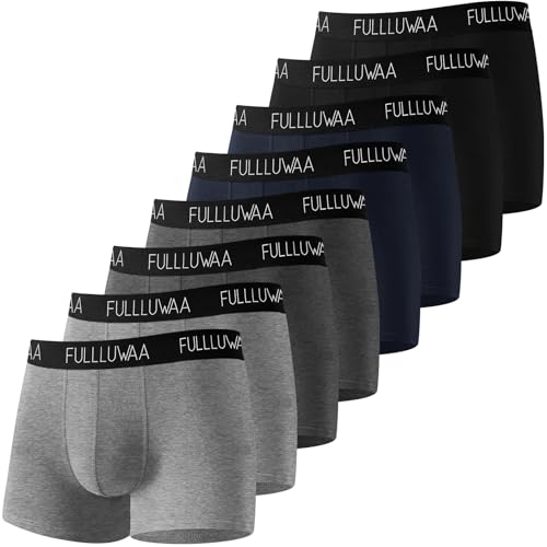 Fullluwaa Cuecas para homem (pacote de 8), algodão elástico, design duradouro, macias, respiráveis e sem etiquetas, costuras simplificadas