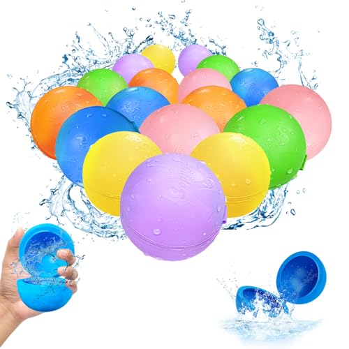 Balões de água reutilizáveis, 18 peças bolas de água recarregáveis selantes de enchimento rápido para crianças e adultos, brinquedos de verão adequados para exteriores, piscina, praia e festas
