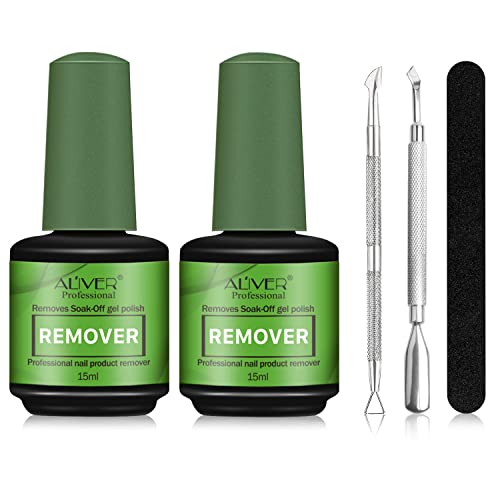 Removedor remover esmalte semipermanente para unhas 2 peças, remover removedor de esmalte para remover o esmalte de unhas rápido e fácil, remover suavemente sem lascar, com lima de unhas e raspador de