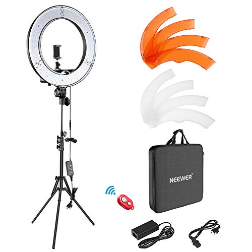 Neewer Anel de luz LED regulável iluminação kit 48 cm exterior 52 W 5500 K suporte de luz recetor para smartphone Youtube autorretrato de gravação