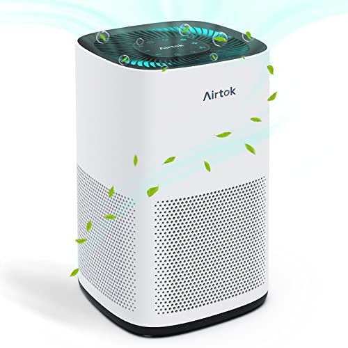 AIRTOK Purificador de ar, purificador de ar com filtro Hepa 13 área de cobertura máxima de 75 m2 (793 pés quadrados) | Eliminação de odores de 99,97% | luz noturna sem ozono, AP1001