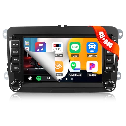 4G + 64G CAMECHO Android 13 rádio 2 DIN para VW Golf 5 Polo Skoda com Carplay Android Auto GPS, ecrã táctil de 7 polegadas rádio carro com Bluetooth Mirror Link FM/RDS WiFi SWC e USB