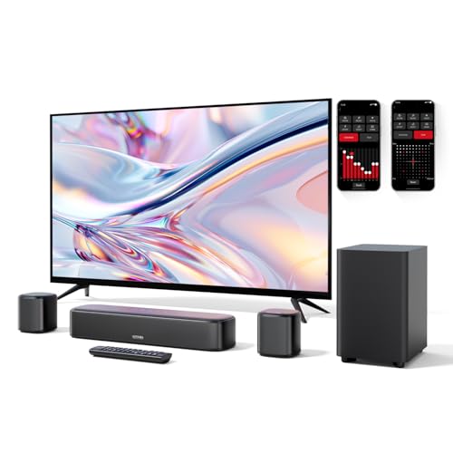 ULTIMEA Barra de som de 5,1 ch, barra de som TV com subwoofer e 2 altifalantes surround, barra de som Bluetooth com controlo por aplicação, Opt/AUX, potência máxima de 250 W, Aura A30