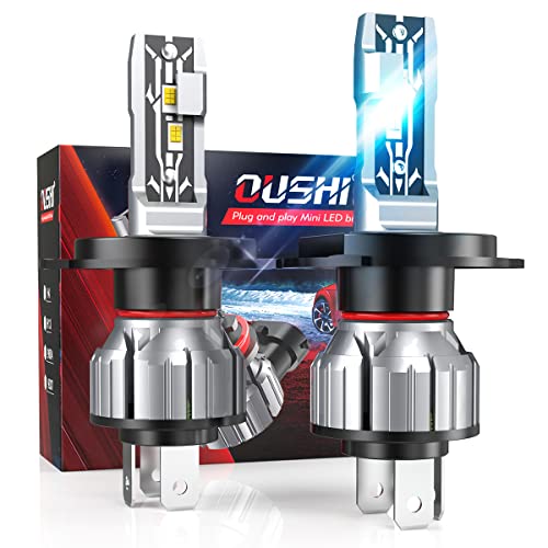 OUSHI Lâmpada H4 LED 55 W, 9003 HB2 Hi/Lo LED Canbus Kit de conversão de luz de nevoeiro para automóvel, impermeável 12000 LM lâmpadas para luzes de nevoeiro, 6000 K Xenon branco (2 peças)