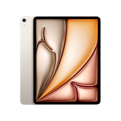 Apple iPad Air de 13 polegadas com chip M3, desenhado para Apple Intelligence, ecrã líquido com ecrã Retina, 512 GB, câmara frontal/traseira de 12 píxes, Wi-Fi 6E, Touch ID, branco-estrela