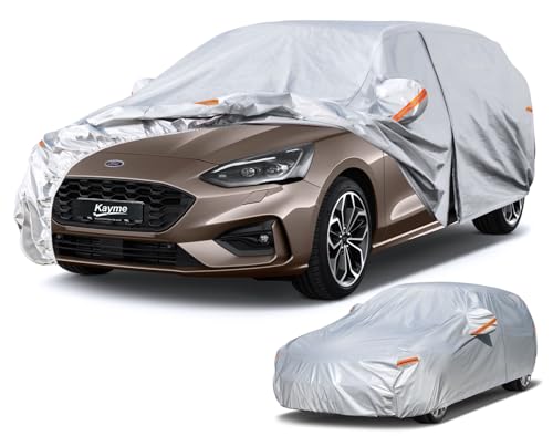 Kayme Capa de carro familiar exterior, compatível com Ford Focus Wagon/Active Wagon/Turnier (2010-2025), capa para carro impermeável respirável antipoeira de 6 camadas, cobertura de carro com fecho de