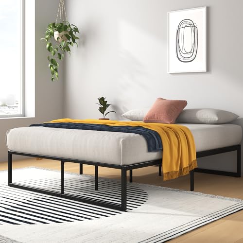 Zinus Lorelai Cama 135 x 190 cm - altura 36 cm com armazenamento debaixo da cama - moldura da cama de plataforma de metal - branco