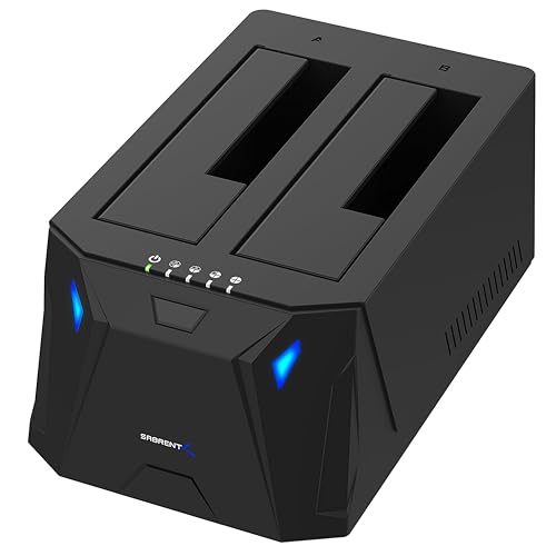 SABRENT Estação de acoplamento de baía dupla para SATA SDD/HDD de 2,5/3,5" | USB 3.0, lonagem offline, velocidades de 5 Gbps [EC-HD2B]