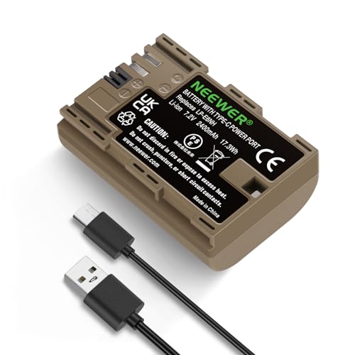 NEEWER Bateria recarregável para câmara com cabo de carregamento USB tipo C, LP-E6NH LP-E6N LP-E6 bateria compatível com Canon EOS R5 R6 II R7 R 5D II III IV 6D II 7D II 60D 70D 80D 90D