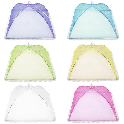 Fizdoqg Moscas para alimentos, 6 unidades, dobrável, tampa para bolos, proteção contra moscas, comida, guarda-chuva, alimentos, cobertura para moscas, tampa dobrável para comer, fruta, piquenique,
