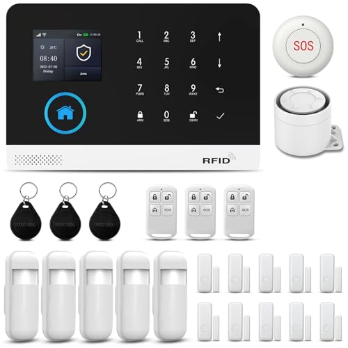 PGST Sistema de alarme doméstico, kit sem fios, WiFi, 4G GSM, marcador de telefone, 100 zonas, aplicação Smart Life (sua), compatível com Google Home e Alexa