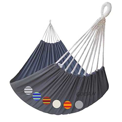 GOCAN - Rede de algodão duplo extra grande para duas pessoas, rede brasileira. Resiste até 300 kg de peso e mede 220 x 150 cm, comprimento total de 330 cm. Ideal para pátio, alpendre, parque ou