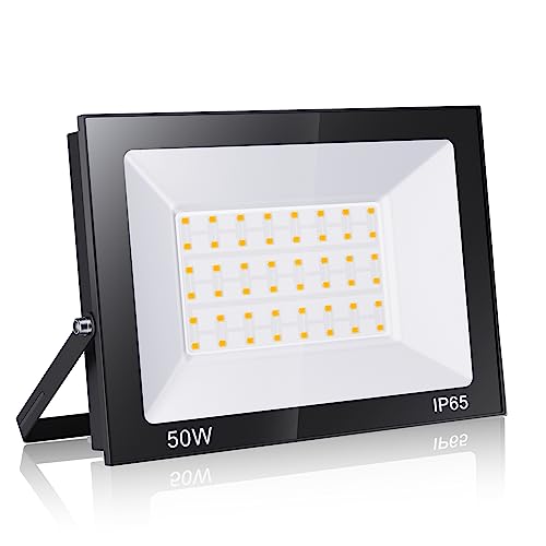 loyal Focos LED para exterior 50 W 5000 LM Foco LED, IP65 impermeável holofote projetor LED iluminação 6000 K branco frio holofote exterior LED para calçado, terraço, jardim classe de eficiência