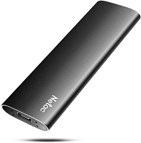 Netac Disco rígido externo portátil SSD 500 GB USB 3.2 tipo C Gen 2 disco de estado sólido para PC, Xbox (preto)