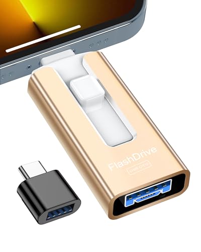 GNASEET Pendrive 256 GB de alta velocidade 3.0, memória USB externa 4 em 1 para Phone, telemóveis, telemóveis, computadores e muito mais, disco rígido externo para dados, fotos e filmes - para iOS,