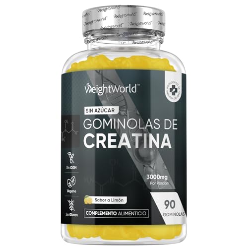 Gominolas de creatina mono-hidratada 3000 mg - gomas pré-treino sabor limão de creatina monohidrato sem açúcar nem glúten, suplemento para ginástica, sem OGM