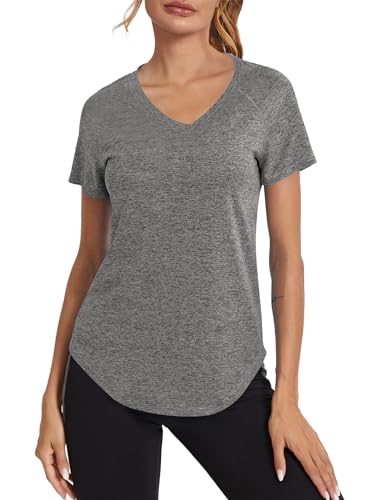 Wayleb T-shirt desportiva mulher t-shirt de manga curta t-shirt folgada de secagem rápida t-shirts de malha mulher ioga fitness top roupa desportiva treino atlético