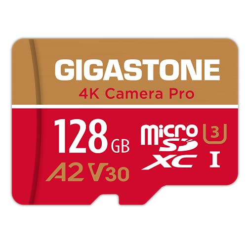 [5 anos Recuperação de dados gratuita] GIGASTONE cartão de memória de 128 GB, 4K câmara Pro, velocidade de até 100 MB/s, para GoPro, dji, Drone, 4K vídeo A2 V30 U3 MicroSDXC com Add aptador