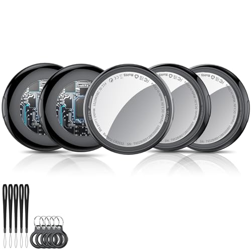 Smart Air Tracker Tag 5 pack preto, localizador de objetos Bluetooth funciona com a procura da Apple (apenas iOS, Android não compatível), localizador para chaves, malas, bagagem. Bateria substituível