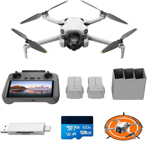 DJI Mini 4 Pro fly more combo Bundle, drone mini dobrável com câmara de vídeo 4K HDR, menos de 249 g, 34 min de tempo de voo, C0