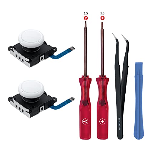 Tolesum Switch Joystick substituição 3D Analog Joycon para NS Switch/Switch OLED Joycon/Switch Lite com kit de ferramentas de reparação-branco - (Não adequado para Switch 2)