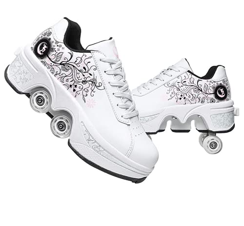 Sapatos com rodas para crianças e mulheres - patins de skate, sapatilhas desportivas de patinagem e corrida