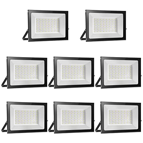 loyal 8 Pack Foco LED para exterior, 50 W, alto brilho, 5000 l, projetor LED iluminação exterior 6000 K, branco frio, luz de segurança impermeável IP65, candeeiro LED parede teto para jardim, garagem