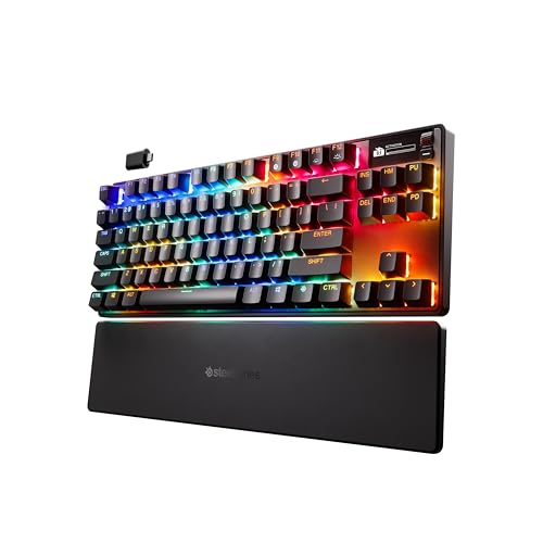 Steelseries Apex Pro TKL Wireless Gen 3 - Teclado mecânico sem fios - HyperMagnetic interruptores OmniPoint 3.0 - Acionamento ajustável, Rapid Trigger - Predefinições, Rapid Tap - OLED - US QWERTY
