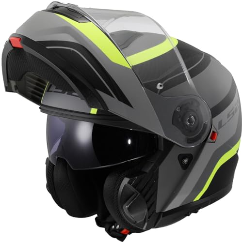 LS2, Capacete de motocicleta modular STROBE II MONZA Matt Black H-V Yellow, XXL
