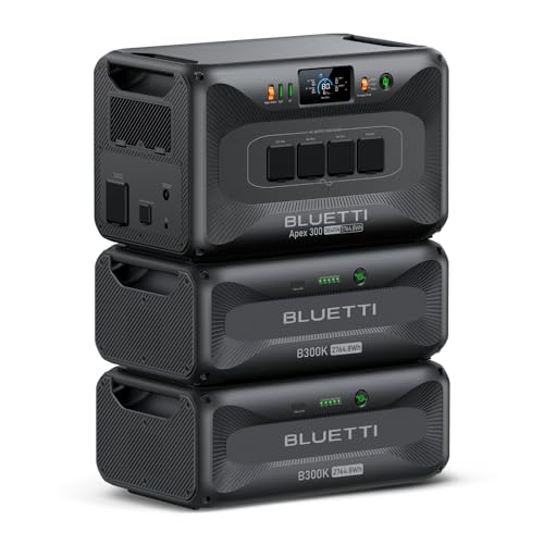 BLUETTI Apex 300 & 2 B300K Gerador solar (2025 novo), 8294,4 Wh bateria LFP de suporte com 4 saídas CA de 3840 W (7680 W), energia modular para casa, autocaravanas e emergências