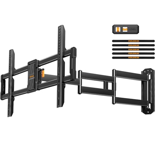 Perlegear Suporte de parede de TV com braço comprido de 943 mm para televisões de 42 a 84", suporte para televisão articulado com rotação e inclinação, suporta até 68 kg, MAX VESA 600 x 400 mm