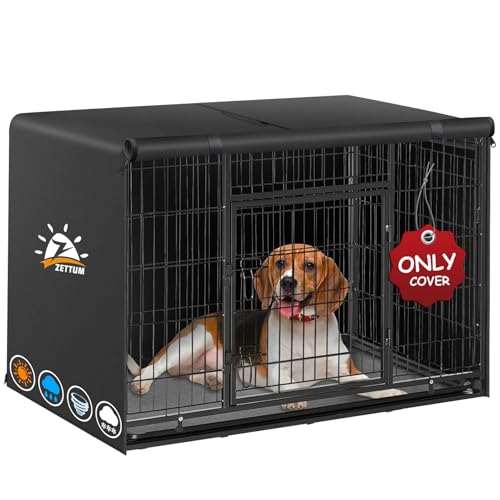 Zettum 135 cm, capa para gaiola para cães, cobertura universal de 600D Oxford impermeável e resistente, adapta-se à maioria das gaiolas de fio para cães (137 x 94 x 114 - apenas capa)