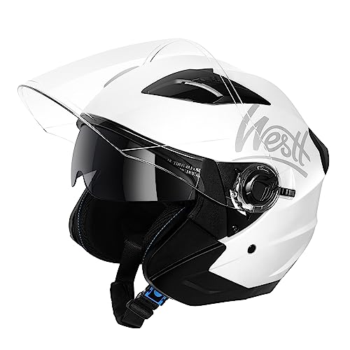 Westt Jet Capacete mota homem mulher capacete de mota com viseira dupla capacete capacete Jet Scooter Trail, certificado ECE Dot, tamanhos S-XL