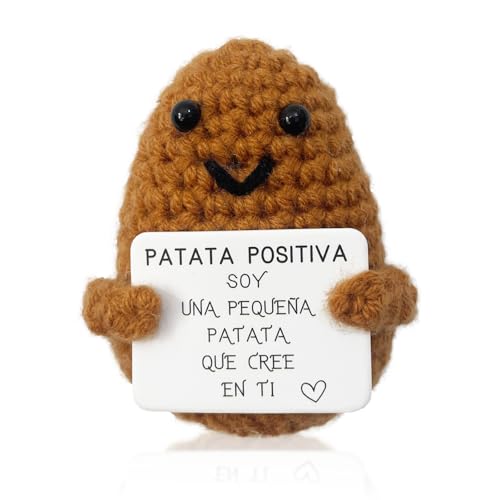 Zynxel Presentes originais, batata positiva em espanhol, batata boneco com cartão positivo, bonecas de malha com humor e inspiração, ideias de presente para homens, mulheres, casais e adolescentes