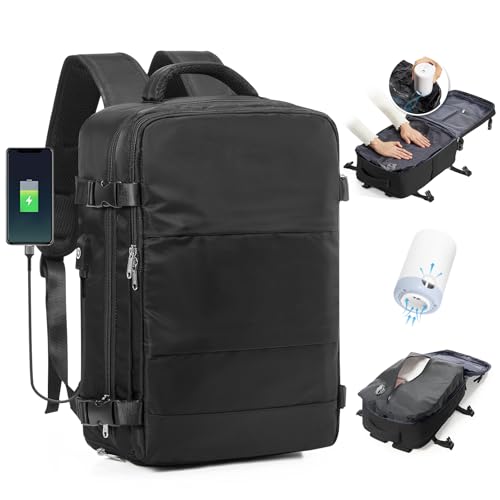 BJLFS Mochila viagem cabine avião 40 x 30 x 20 Ryanair Wizzair bagagem de mão 40 x 20 x 25 voling com sistema de vácuo mochila de viagem portátil impermeável para homem e mulher com sistema de