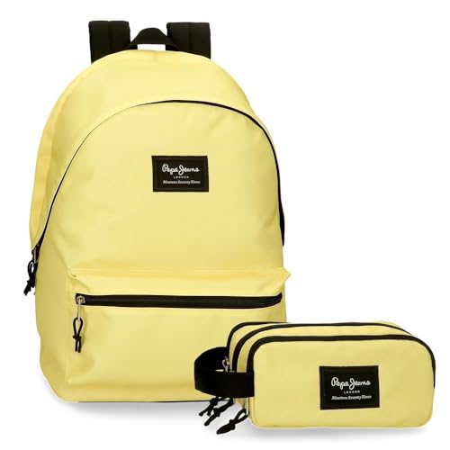 Pepe Jeans Aris Mochila para portátil compartimento duplo portátil 15,6 polegadas várias cores 31 x 44 x 17,5 cm mochila escolar poliéster by Joumma Bags, Amarelo claro, Tamanho único, Mochila +