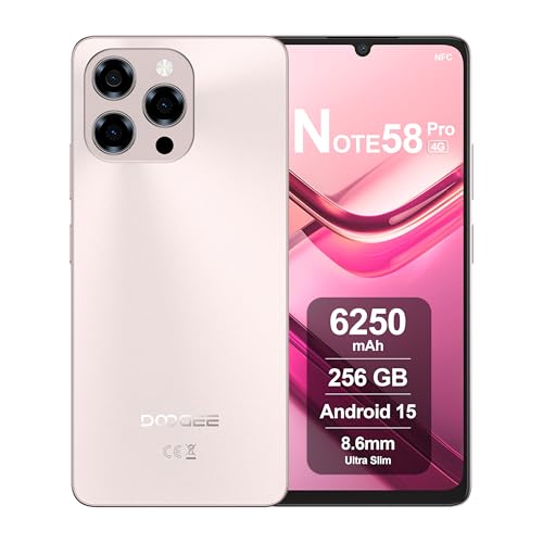 DOOGEE Note58 Pro telemóvel 4G Android 15, 32 GB RAM + 256 GB ROM, bateria 6250 mAh, ecrã 6,75 polegadas HD 90 Hz, AI câmara 16 MP, Octa-Core, Dual SIM, NFC, Smartphone livres, 22 025, D Ouro