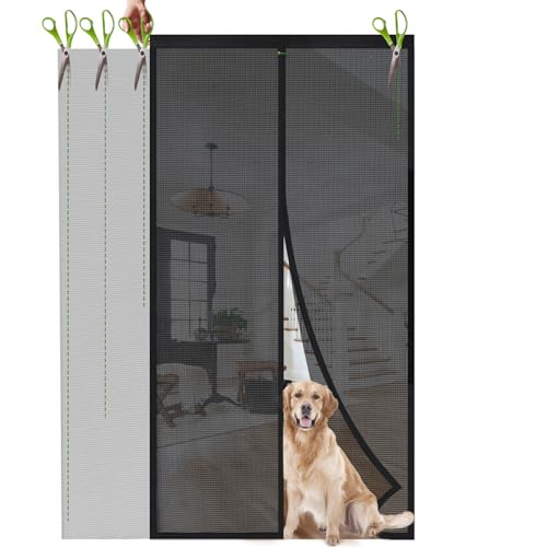 Sekey Mosquiteira de porta magnética pode ser cortada em largura cortina anti-mosquitos magnética de varanda 200 x 220 cm, preto