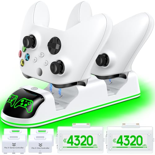 OIVO Carregador com 2 baterias recarregáveis para Xbox One/Xbox Series X/S, toalha de mesa, estação de carregamento com 2 x 4320 mWh baterias recarregáveis