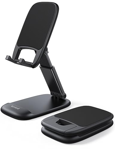 Lamicall Suporte móvel de mesa, suporte para telemóvel dobrável - base móvel de secretária ajustável, suporte universal para iPhone 16/15 Pro MAX, 14/13/12/11 Pro MAX Plus Mini Samsung, Xiaomi e outro