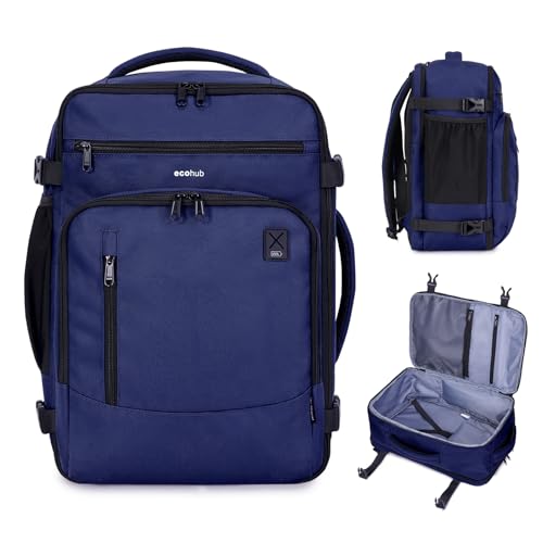 ECOHUB Ryanair Mochila viagem cabine avião 40 x 20 x 25 malas de viagem cabine mala de viagem mala de computador portátil mala de mão Under Seat Eco Pet mochila para bagagem de mão 20 L, A-marinho 40