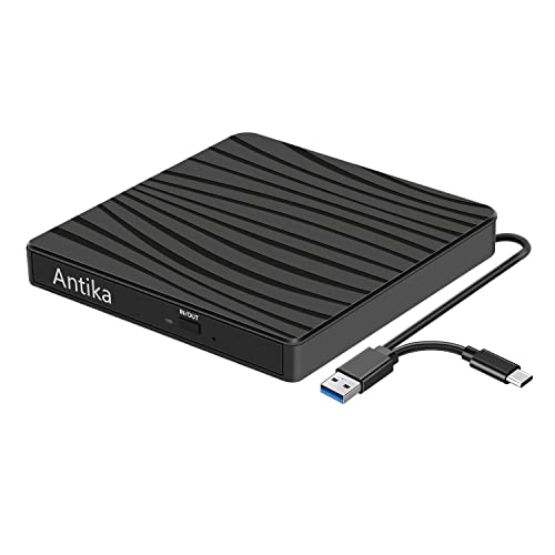 Antika Unidade de DVD externa TypeC unidade de CD portátil unidade de CD DVD/CD / - RW unidade de CD externa para computadores portáteis Win11/Win10/Win8/MacPro/MacBook (TypeC)