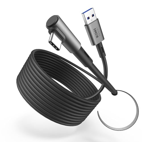 KIWI design Cabo de ligação de 3 metros compatível com Meta Quest 3S/Quest 3 acessórios, Quest 2/Pro/Pico 4 PC Steam VR, USB 3.0 cabo de ligação com supervelocidade de 5 Gbps (preto)