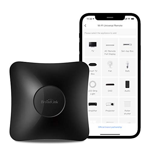 BroadLink RM4 Pro IR e RF Controlo remoto universal, Code Learning - controlo remoto Wi-Fi para casa inteligente e dispositivos - para TV, AC, motor de cortina - compatível com Alexa