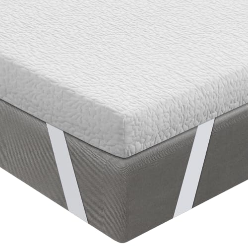 BedStory 10 cm Topper, 180 x 200, top viscoelástico com memória, sobrecolchão com espuma de memória, sobrecolchão removível e lavável