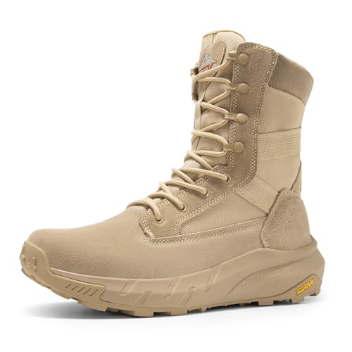 NORTIV 8 Botas de táticas militares para homem com fecho lateral botas de polícia de combate de motocicleta