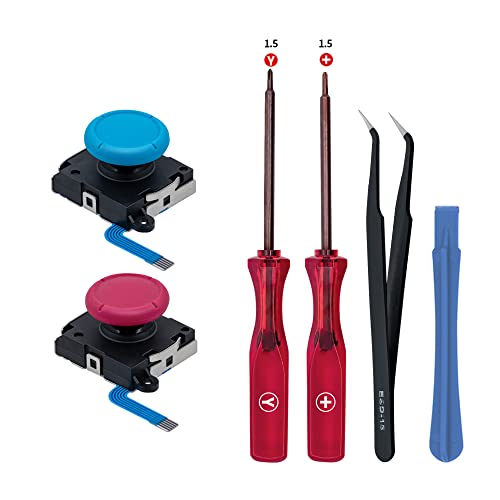 Tolesum Switch Joystick Substituição 3D Analog Joycon para NS Switch/Switch OLED Joycon/Switch Lite com kit de ferramentas de reparação-vermelho e azul - Não é adequado para Switch 2