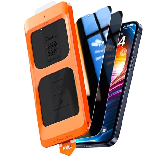 TOCOL 2 peças protetor de ecrã de privacidade para iPhone 14, alinhamento automático para instalação rápida, sem bolhas, anti-espionagem, vidro temperado com dureza 9H + quebrável